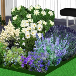 Zon tot halfschaduwborder in wit, groen en blauw